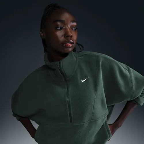 Nike One жіноча Therma-FIT оверсайз 1/2-Zip Fleece Top колір зелений