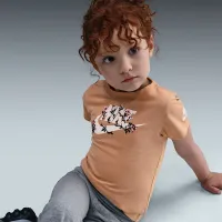 Nike Little детские Floral Futura футболка цвет коричневый