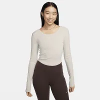 Nike Sportswear Chill Knit жіноча Tight Scoop-Back Long-Sleeve Mini-Rib Top колір коричневий