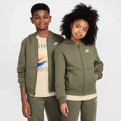 Nike Sportswear Club Fleece Big детские Full-Zip Толстовка с капюшоном цвет зеленый