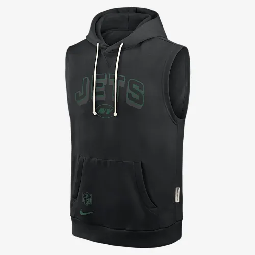 New York Jets Sideline мужские Nike Dri-FIT NFL Sleeveless Pullover Толстовка с капюшоном цвет черный
