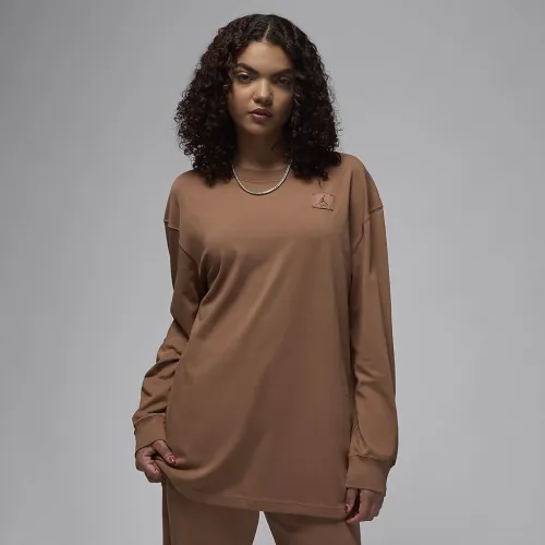 Nike Jordan жіноча оверсайз Long-Sleeve футболка колір коричневий