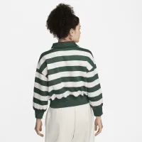 Nike Sportswear Phoenix Fleece женская оверсайз 3/4-Sleeve Striped Crop Polo цвет зеленый