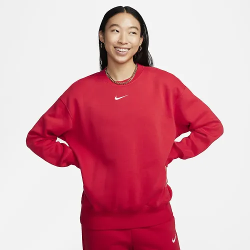 Nike Sportswear Phoenix Fleece женская оверсайз Crew-Neck свитшот цвет красный