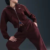 Nike Sportswear Phoenix Fleece женская С высокой Талией оверсайз Sweatpants цвет красный