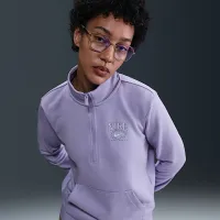 Nike Sportswear Club Fleece женская Mock-Neck 1/2-Zip Graphic Top цвет фиолетовый