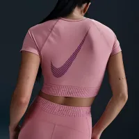 Nike Pro женская Dri-FIT Short-Sleeve Cropped Graphic Top Pink