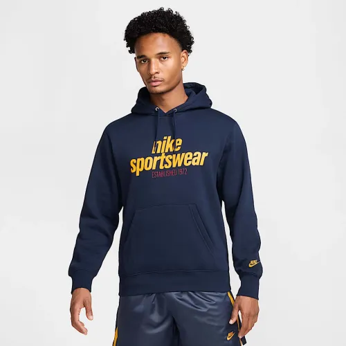 Nike Club мужские Fleece Pullover Толстовка с капюшоном синий