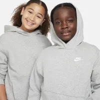 Nike Sportswear Club Fleece Big дитячі Pullover Толстовка з капюшоном (Extended Size) колір сірий