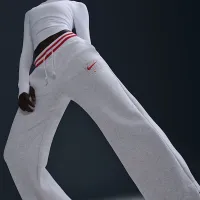 Nike Sportswear Phoenix Fleece женская С высокой Талией Wide-Leg Graphic Pants цвет коричневый