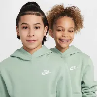 Nike Sportswear Club Fleece Big детские Pullover Толстовка с капюшоном цвет зеленый