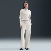 Nike Sportswear Phoenix Plush женская Slim Long-Sleeve Cozy Fleece 1/2-Zip Top цвет серый