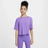 Nike One Relaxed Big дитячі (Girls') Dri-FIT Short-Sleeve Top колір фіолетовий