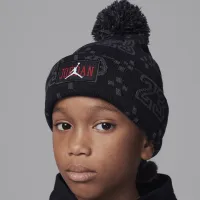 Nike Jordan Cuffed Pom Beanie Little Kids Hat цвет черный