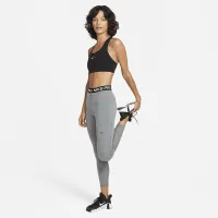 Nike Pro 365 женская С высокой Талией 7/8 Mesh Panel лосины цвет серый