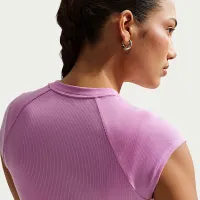 Nike Sportswear Chill Knit женская Tight Short-Sleeve Ribbed Top цвет фиолетовый