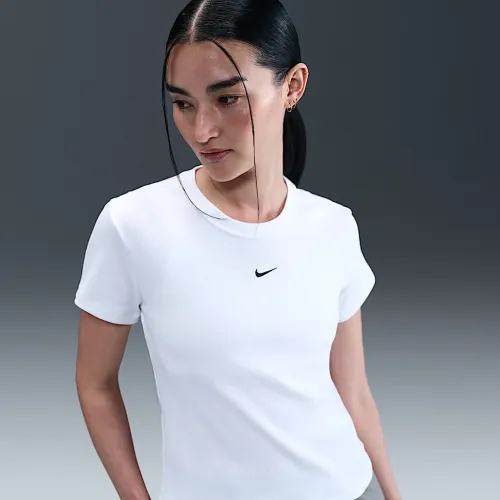 Nike Sportswear женская Tight Ribbed Short-Sleeve футболка цвет белый