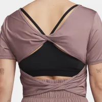 Nike One Classic жіноча Dri-FIT Short-Sleeve Cropped Twist Top колір фіолетовий
