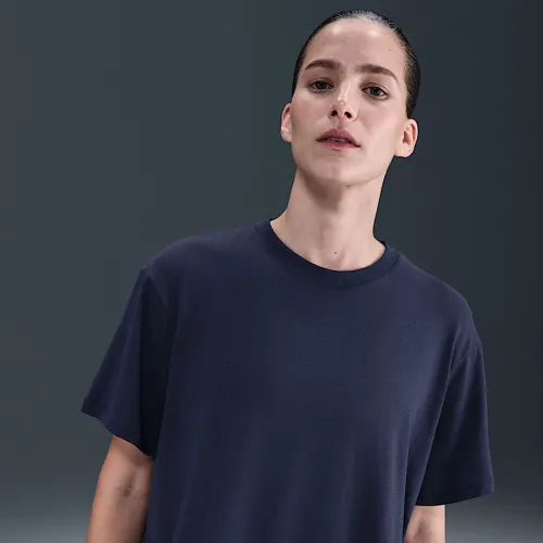 Nike One Relaxed женская Dri-FIT Cropped Short-Sleeve Top синий