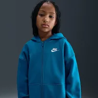 Nike Sportswear Club Fleece Big детские оверсайз Full-Zip Толстовка с капюшоном синий