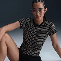 Nike Sportswear Chill Knit жіноча Slim Striped футболка колір чорний