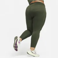 Nike Go женская Firm-Support С высокой Талией Full-Length лосины с карманами(большие размеры) цвет зеленый