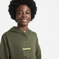 Nike Sportswear Club Big детские Pullover Толстовка с капюшоном цвет зеленый