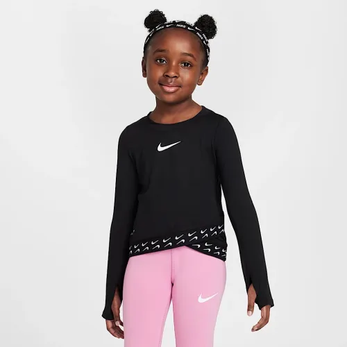 Nike Dri-FIT All Day Play Little дитячі Hemmed футболка колір чорний