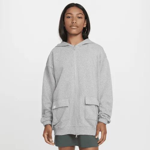 Nike Sportswear Girls' Dri-FIT оверсайз Fleece Толстовка с капюшоном цвет серый