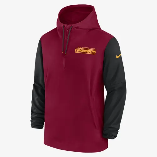 Washington Commanders Sideline Pre-Game Player мужские Nike NFL 1/2-Zip Hooded Куртка цвет красный