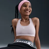 Nike Swoosh Girls' Sports Bra колір фіолетовий
