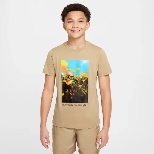 Nike Sportswear Big детские футболка цвет коричневый