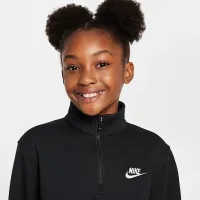 Nike Sportswear Club Big дитячі (Girls') Fleece 1/2-Zip Top колір чорний