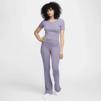 Nike Sportswear Chill Knit жіноча Tight Scoop-Back Short-Sleeve Mini-Rib Top колір фіолетовий