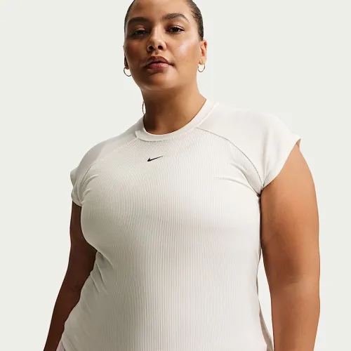 Nike Sportswear Chill Knit жіноча Tight Short-Sleeve Ribbed Top (великі розміри) колір білий
