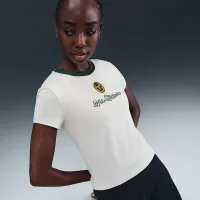 Nike Sportswear Chill Knit жіноча Slim Cropped футболка колір коричневий