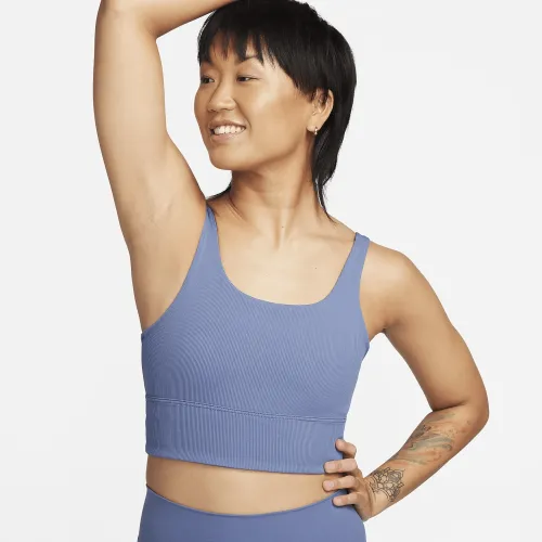 Nike Zenvy Rib женская Light-Support Non-Padded Longline Sports Bra синий