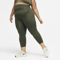 Nike Go жіноча Firm-Support З високою талією 7/8 лосіни з кишенями(великі розміри) колір зелений