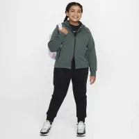 Nike Sportswear Tech Fleece Big детские (Girls') Full-Zip Толстовка с капюшоном (Extended Size) цвет зеленый