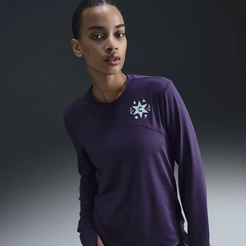 Nike Swift Element жіноча Dri-FIT Crew-Neck Running Top колір фіолетовий