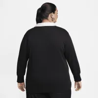 Nike Sportswear Essential жіноча оверсайз Long-Sleeve Polo (великі розміри) колір чорний