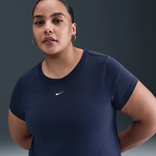 Nike Sportswear Chill Knit жіноча Cropped футболка (великі розміри) блакитний