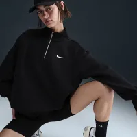 Nike Sportswear Phoenix Fleece женская оверсайз 1/4-Zip свитшот цвет черный