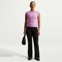 Nike Sportswear Chill Knit женская Tight Short-Sleeve Ribbed Top цвет фиолетовый