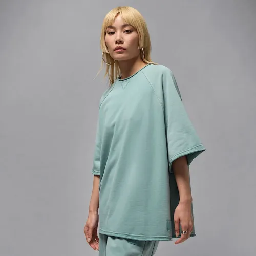 Nike Jordan Flight Fleece женская оверсайз Short-Sleeve French Terry Top цвет зеленый