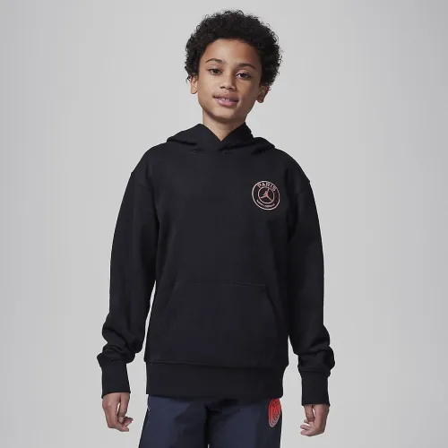 Nike Jordan Paris Saint-Germain Big дитячі Statement Fleece Pullover Толстовка з капюшоном колір чорний