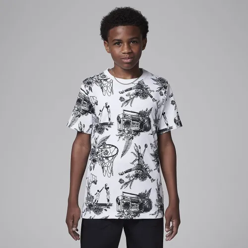 Nike Jordan Dri-FIT Big детские Sports Sketch футболка цвет белый
