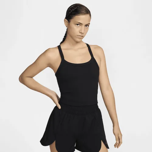 Nike One Fitted женская Dri-FIT Strappy Cropped Tank Top цвет черный