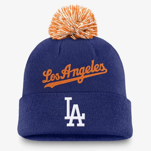 Los Angeles Dodgers Peak мужские Nike MLB Cuffed Pom Beanie синий