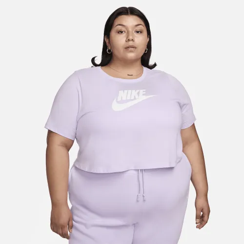 Nike Sportswear Essential жіноча Cropped Logo футболка (великі розміри) колір фіолетовий